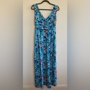 Lilly Pulitzer Vibrant Blue and Pink Maxi Dress